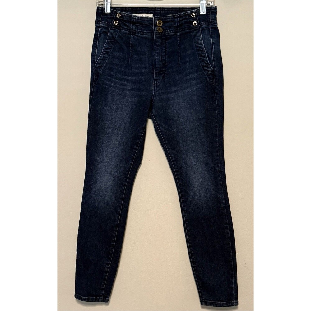 Anthropologie Pilcro High Rise Skinny Jeans Size 29 x 27 Pleated Button Accents